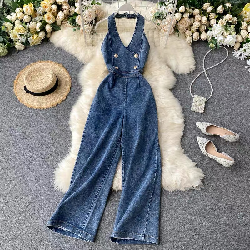 Walk my way sleeveless denim jumpsuit JRZZ156 images